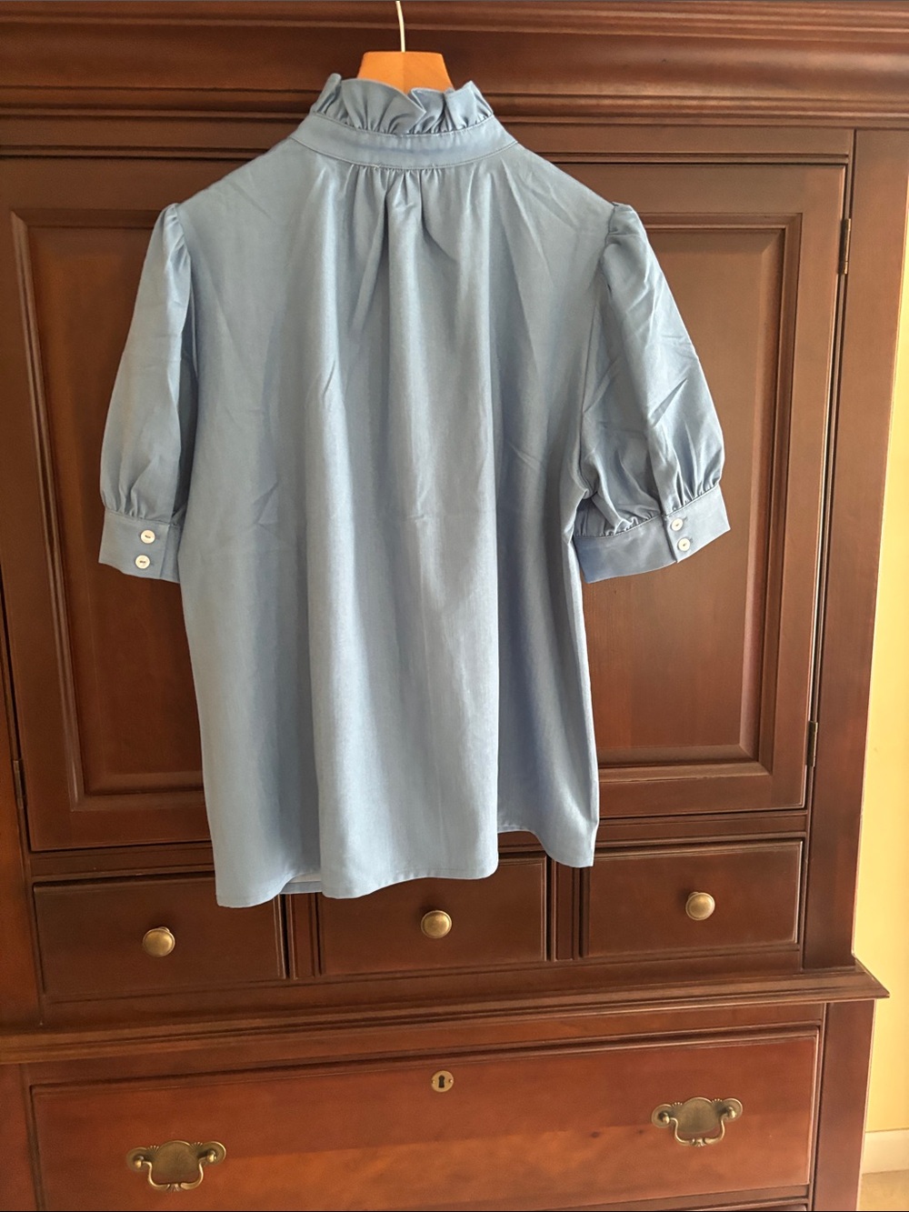 Avara Blue Embroidered Puff-Sleeve Blouse - Picture 7 of 7